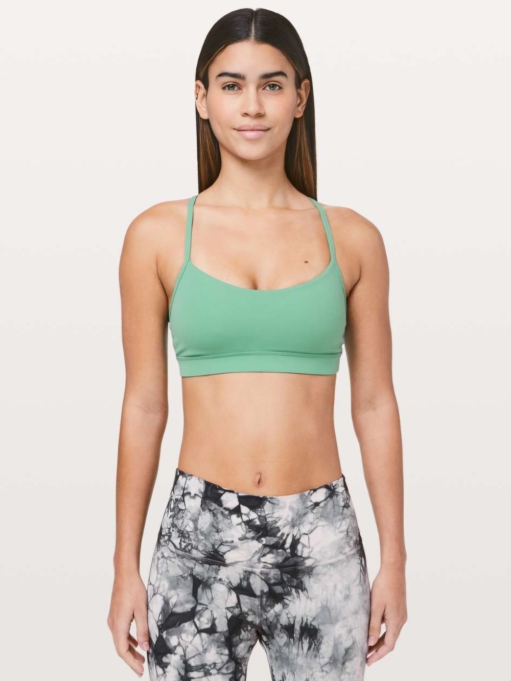 Lululemon Flow Y Bra Nulu Aqua Mint Size 10 Light Support Yoga Bra